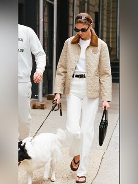 Sporty & Rich Vendome Quilted Jacket Beige & Brown Small